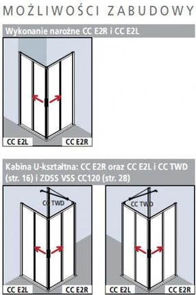 Kermi Cada XS Wejście narożne 2-częściowe(drzwi przesuwne) część lewa 100cm CCE2L10020VPK