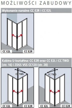 Kermi Cada XS Wejście narożne 2-częściowe(drzwi przesuwne) część lewa 90cm CCE2L09020VPK
