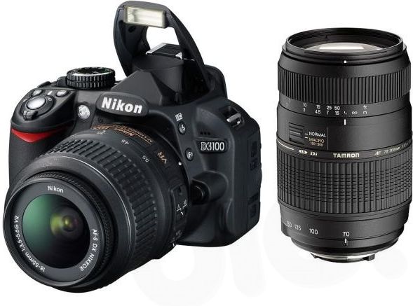 Nikon D3100 18-55＆55-200 VR 、70-300レンズ Lustrzanka Nikon D3100 + 18-55 mm VR + AF 70-300 mm - Ceny i