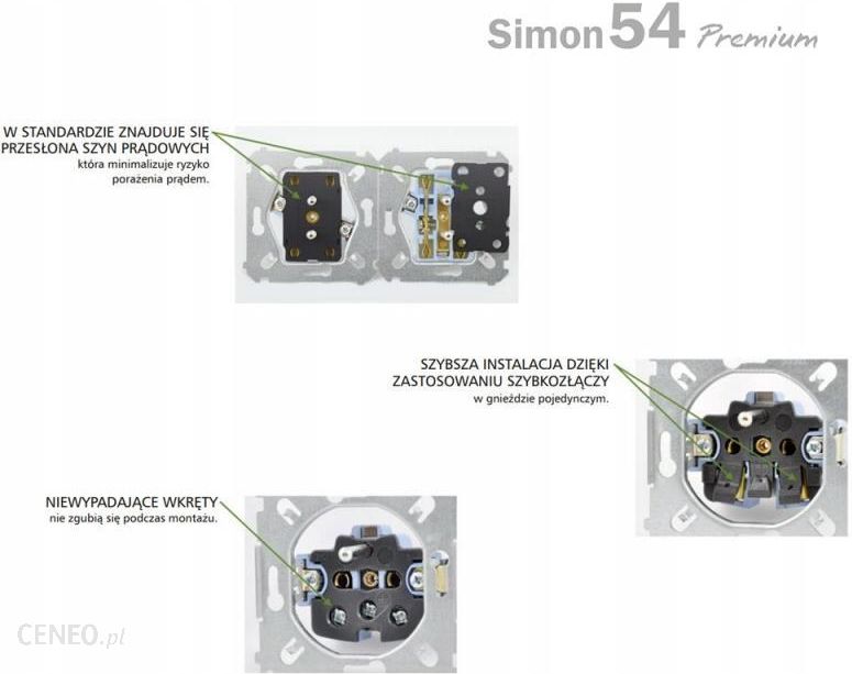 Kontakt-Simon Simon 54 Premium Łącznik Żaluzjowy Podwójny 250V~ Szybkozłącza. W Komplecie Z Pierścieniem Dekoracyjnym Antracyt Dzw2.0 Dzw2.01/48
