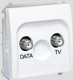Kontakt-Simon Basic Moduł Gniazdo Tv-Data. Dwa Porty Wyjściowe Typu "F" . Częstotliwość Dla Wejścia 5-1000 Mhz Białe Bmad1.01/11