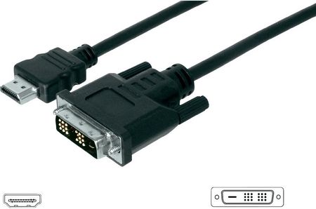 Digitus HDMI-Kabel przyłączeniowy złącze męskie HDMI do złącze męskie DVI 18+1-pin Czarn (16032295945)