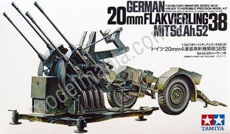 Niemieckie holowane działo przeciwlotnicze Flakvierling 38 20mm Tamiya 35091