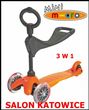 Micro Hulajnoga Mini Baby 3W1 Pomarańczowa