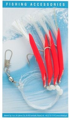 Mikado zestaw morski - hair tube rig - hak 3/0 (red/white)