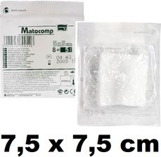 Zdjęcie Tzmo Kompresy z gazy Matocomp 17-nit. 8-warst. jałowe 7,5x7,5cm -3 szt. blister - Dobczyce