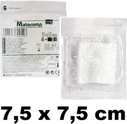 Tzmo Kompresy z gazy Matocomp 17-nit. 8-warst. jałowe 7,5x7,5cm -3 szt. blister