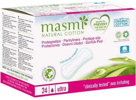MASMI Ultracienkie wkładki higieniczne 100% bawełny organicznej 24 sztuki