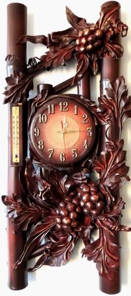 Art Deco Duży I Piękny Zegar Ścienny Ze Skóry I Bambusa B15t-1