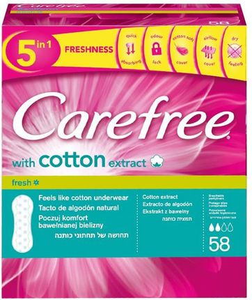 Carefree Cotton Fresh Wkładki higieniczne z wyciągiem z bawełny 58 szt 