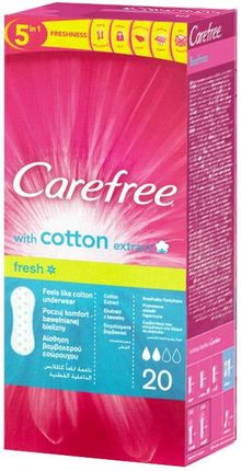 Carefree Cotton Fresh Wkładki higieniczne z wyciągiem z bawełny 20 szt 