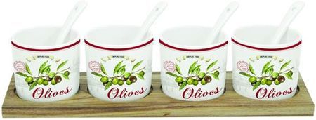 Nuova R2S Zestaw 4 miseczek z łyżeczkami Bistrot Olives 822 OLIV
