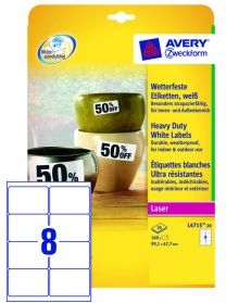 Avery Zweckform Etykiety Heavy Duty; A4, 20 Ark./Op., 99,1 X 67,7 Mm, Białe, Poliestrowe