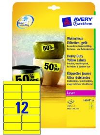 Avery Zweckform Etykiety Heavy Duty; A4, 20 Ark./Op., 99,1 X 42,3 Mm, Żółte, Poliestrowe