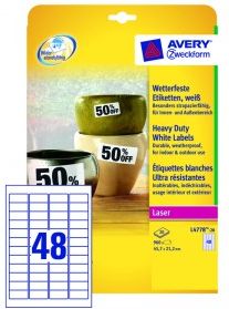 Avery Zweckform Etykiety Heavy Duty; A4, 20 Ark./Op., 45,7 X 21,2 Mm, Białe, Poliestrowe