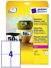 Avery Zweckform Etykiety Heavy Duty Białe 99,1 X 139 Mm, 4 Etykiety/A4