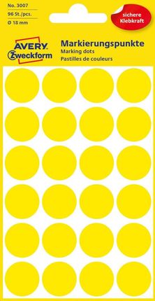 Avery Zweckform Kółka Do Zaznaczania Kolorowe; 96 Etyk./Op., Śr. 18 Mm, Żółte