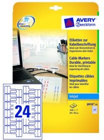 Avery Zweckform Etykiety Do Oznaczania Kabli 60 X 40 Mm Do Drukarek Atramentowych 24 Etykiet/A4