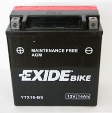 Części motocyklowe Exide Bike Maintenance Free Agm 12V 14 Ah 215A Ytx16-Bs - zdjęcie 1