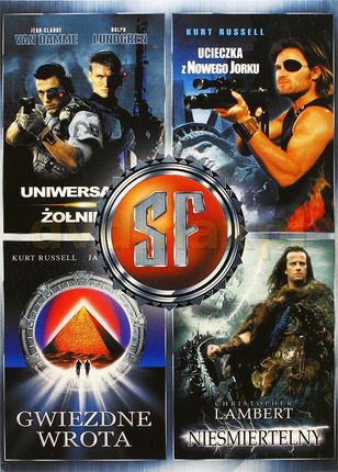 Science Fiction/Fantasy BOX: Nieśmiertelny / Gwiezdne wrota / Uniwersalny żołnierz / Ucieczka z Nowego Jorku (DVD)