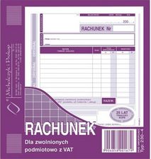 Zdjęcie Michalczyk&Prokop Rachunek dla zwolnionych z VAT, 2/3 A5 /230-4/ - Orzesze