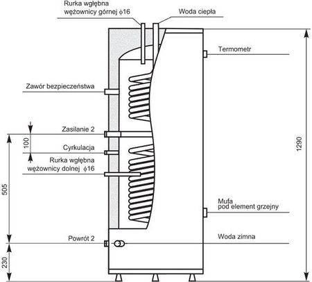 Termica Wymiennik 200L Economy Stal Nierdzewna (W2W200E) - zdjęcie 3