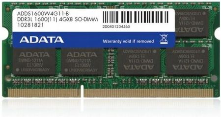 Pamięć RAM Adata Premier 4GB (1x4GB) DDR3L 1600MHz CL11 SODIMM (ADDS1600W4G11R)