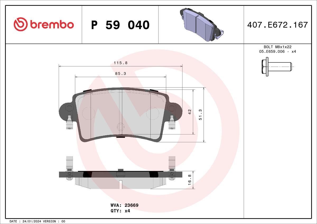 Brembo K 59 040 - Kit Ganasce Premontato - Posteriore