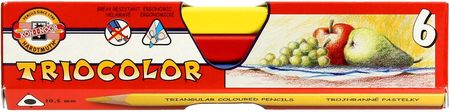 Koh-I-Nor Kredki 6 Kolorów Triocolor Trójkątne Jumbo