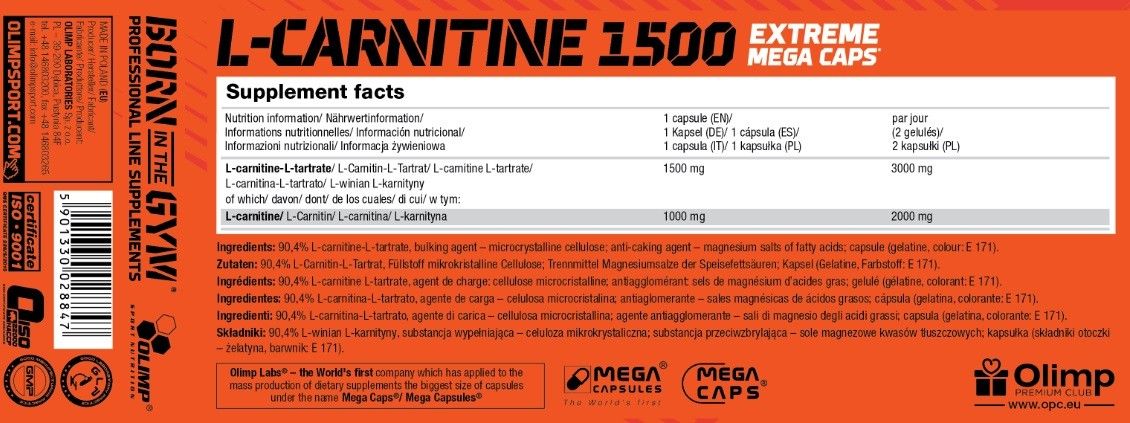 Olimp L-Carnitine 1500 Extreme 120kaps. Reduktor tłuszczu