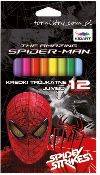 Derform Kredki Ołówkowe Trójkątne, Grube, 12 Kolorów, Spider - Man (Ktg12As11)