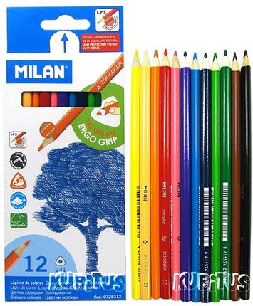 Milan Kredki Ołówkowe Trójkątne 12 Kolorów