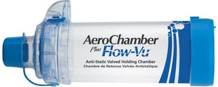 AeroChamber Plus Flow-Vu komora inhalacyjna z ustnikiem po 5 roku życia niebieska