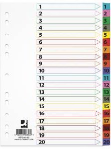 Q-Connect Przekładki A4 1-20 Mylar Mix Kolorów Lam. Indeksy