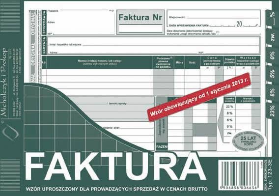 Michalczyk I Prokop Faktura Brutto A5 Uproszczona O1k G1418
