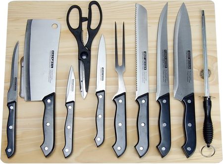 SSW Komplet noży kuchennych + deska 11 el w bloku Tomato 912115