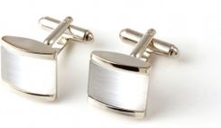 Zdjęcie PROFUOMO Spinki do mankietów kwadratowe białe "Kocie Oko" - Otwock