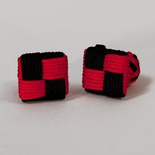 Zdjęcie VAN THORN Jedwabne spinki do mankietów kwadratowe czarno czerwone - Sopot