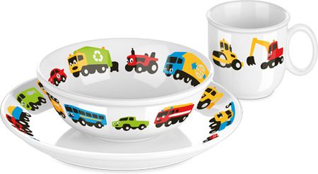 Tescoma komplet obiadowy dla dzieci tescoma Bambini autka porcelana 3 elementy