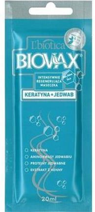 Biovax Keratyna + Jedwab do włosów przesuszonych, puszących się - maseczka 20 ml