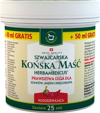 Herbamedicus Szwajcarska Końska Maść Rozgrzewająca 250 ml + 50 ml 