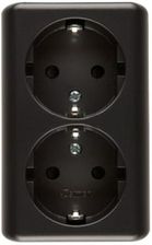 Zdjęcie Kontakt Simon Gniazdo Podwójne Schuko Natynkowe Z Przesłonami Torów Prądowych Wersja Skandynawska 16A 250V~ Zaciski Śrubowe Antracyt (Met.) Egsz2Nz EG - Żywiec