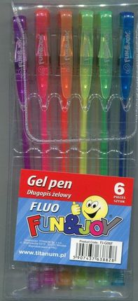 Titanum Długopisy Żelowe Fluo Fun&Joy 6 Kol