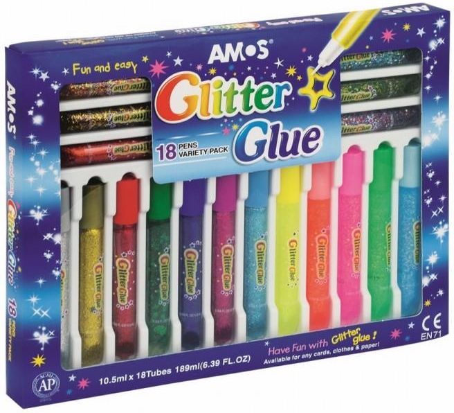 Zdjęcie Klej Glitter Glue Mix 18 Kolorów Blister Amos - Kościerzyna