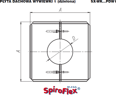 Spiroflex Płyta Dachowa Wywiewki 1 (Dzielona) Fi 200 Stal Nierdzewna Sx-Wk200Pdw1