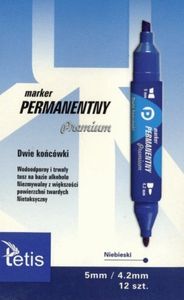 Tetis Marker Permanentny Niebieski 2 Ścięte Końcówki Końcówki