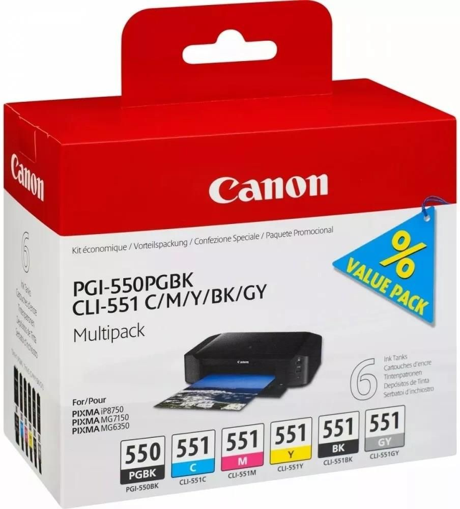 Tusz Canon PGI-550 + CLI-551 C/M/Y/BK/GY (6496B005) do