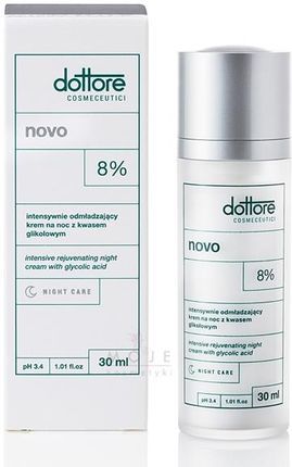 Krem Dottore Novo 8% odmładzający z kwasem glikolowym 8% dla skóry suchej i mieszanej na dzień 30ml