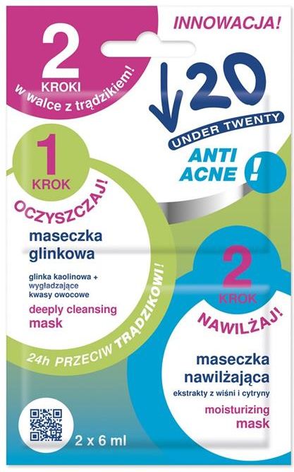 ERIS Under 20 Anti Acne maska aktywna z węglem i białą glinką 50ml –  Kosmetyki na wiosnę, lato oraz zimę