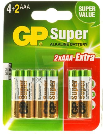 GP Super Alkaline Baterie AAA 24A LR03 4+2 szt
